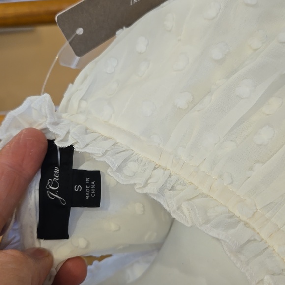 NWT J. Crew White Flutter Sleeve Blouse with Bib Collar - Picture 4 of 4